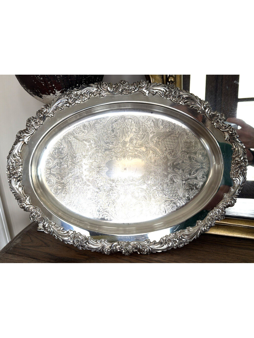 Reed & Barton Burgundy 2315 Silverplate Oval Serving Tray Platter 16.5"